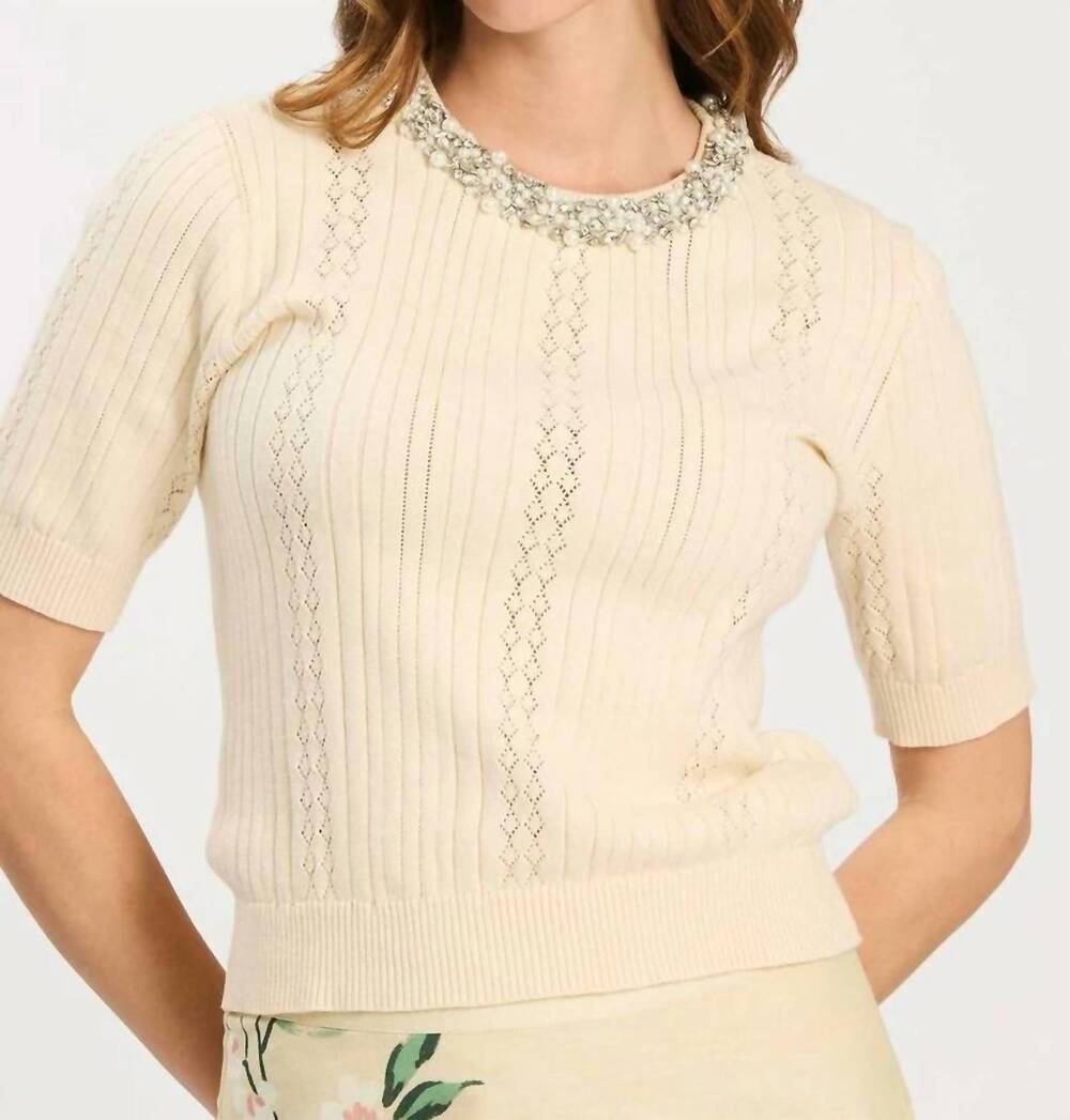 NEW TYLER BOE drew embellished pointelle sweater in cloud